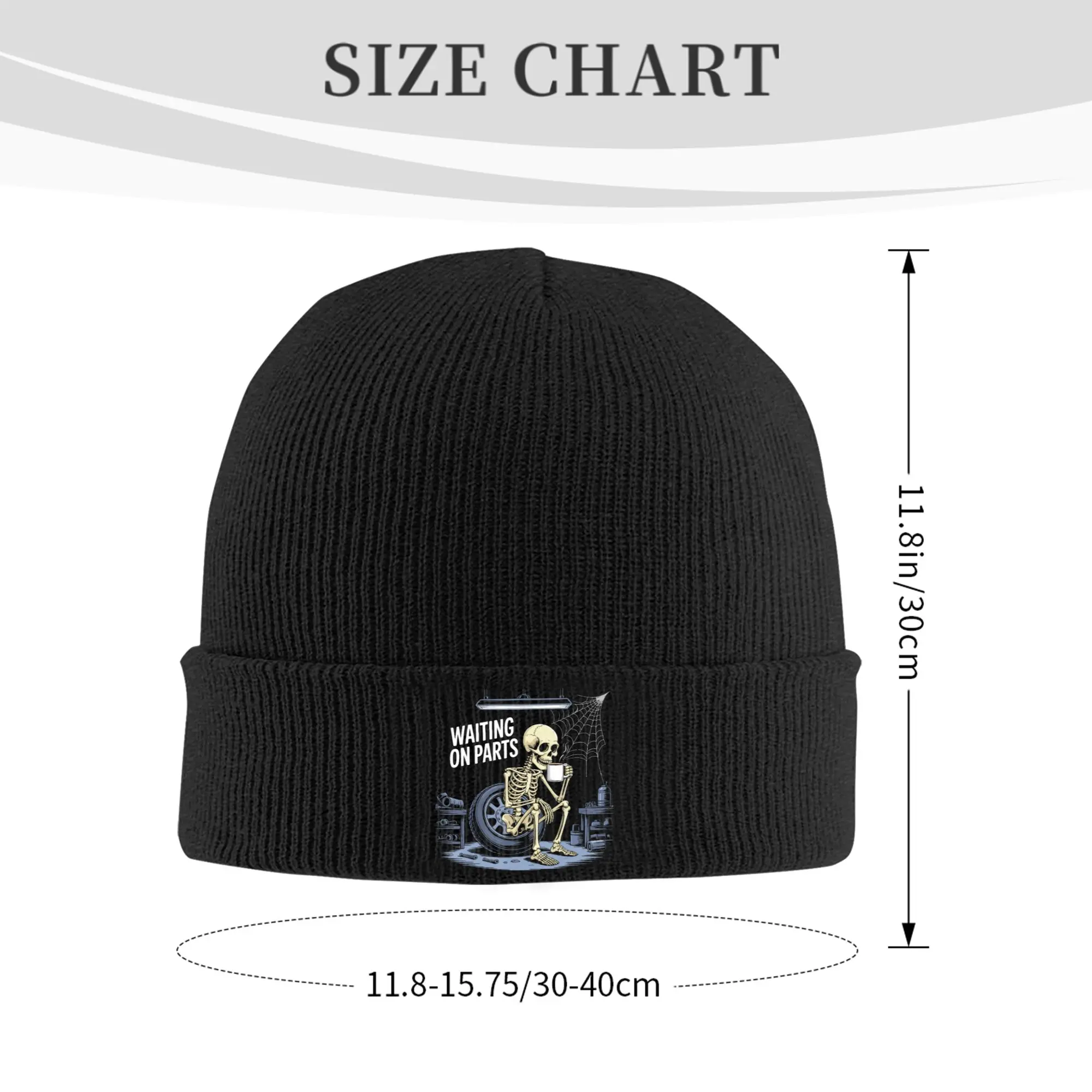 Funny Waiting On Parts Mechanic Skeleton Auto Repair Life Knitted Hat  Caps Female Male Beanie Hats Autumn Elastic Bonnet Hats
