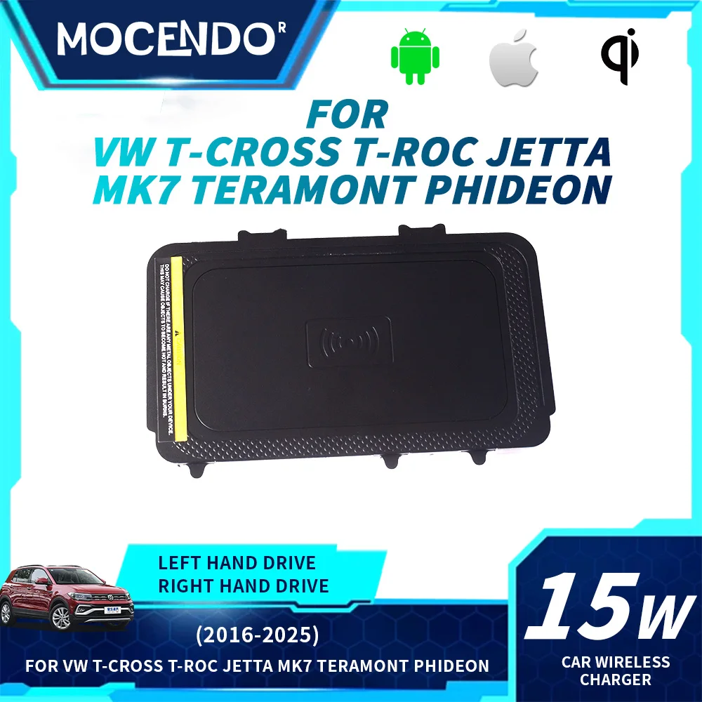 

Car wireless charger for VW T-Cross T-Roc Jetta Teramont Phideon 15w fast phone charger charging panel pad phone holder