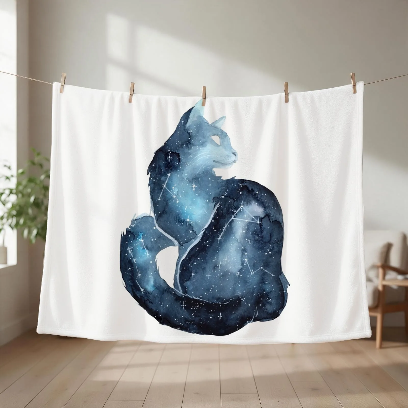 Galaxy Cat Throw Blanket couch cozy soft plush fuzzy picnic outdoor blanket