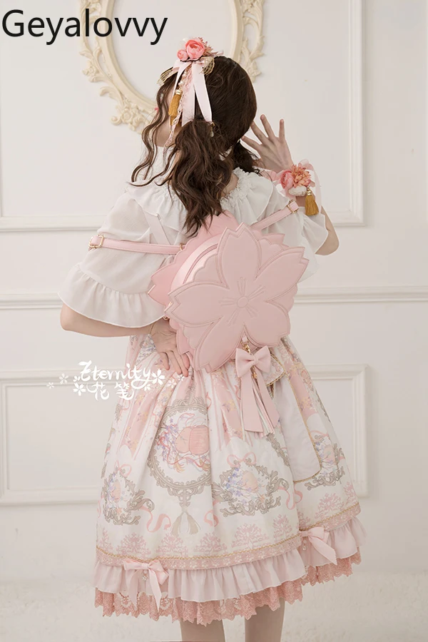 

Японская оригинальная сумка через плечо с двойным лепестком, милая милая фея для девочек JK Lolita, универсальная розовая косметичка, сумки на плечо