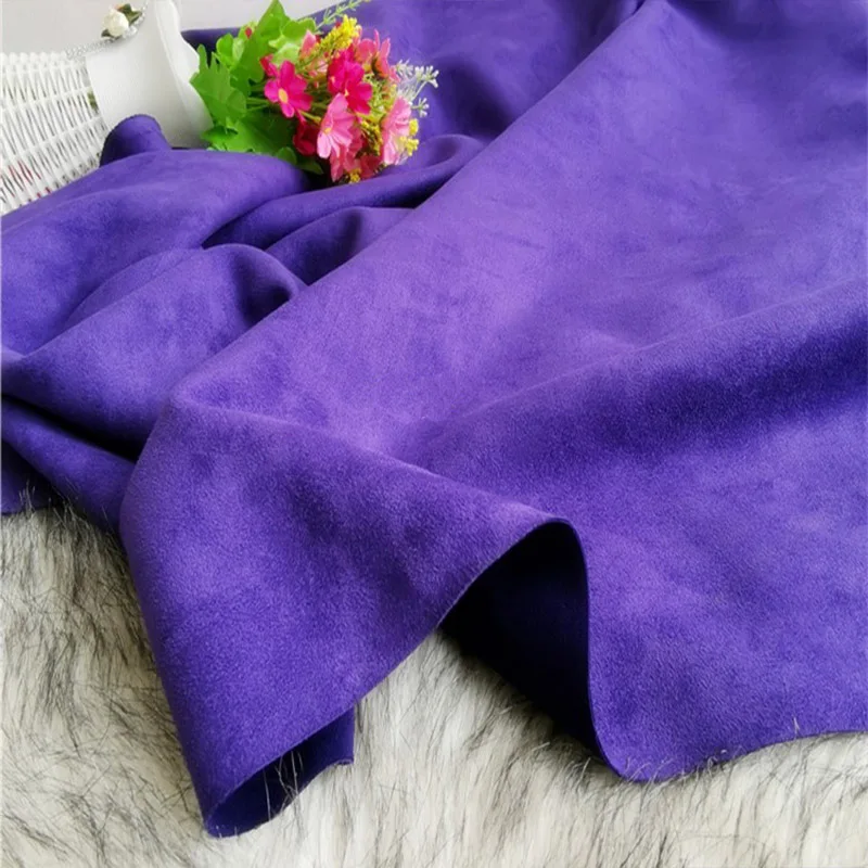 Good Wide Dark Purple Knitted Elastic Suede Fabric,Snowflake Velvet,Faux Deeskin Fabric,Sewing Material,DIY Clothing,Suits,150cm