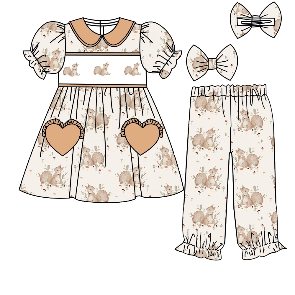 

New boutique children's set short-sleeved cartoon print trousers girls and boys short-sleeved set baby clothing