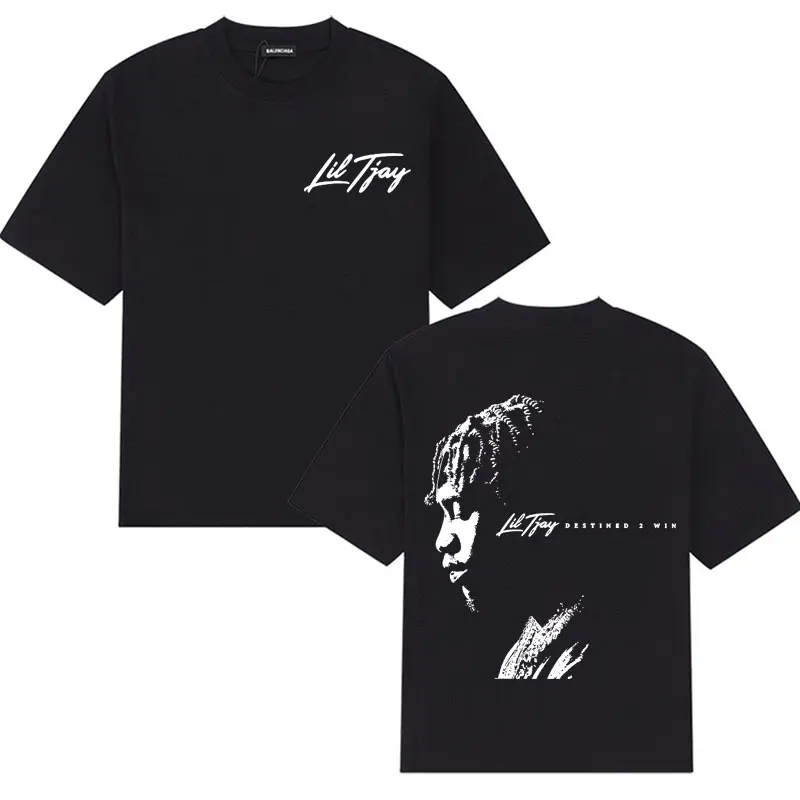 

Rapper Lil Tjay Destined 2 Win Music Album T-shirts Mens Women Cotton T Shirt Aesthetic Oversized Hip Hop High Street T Shirts