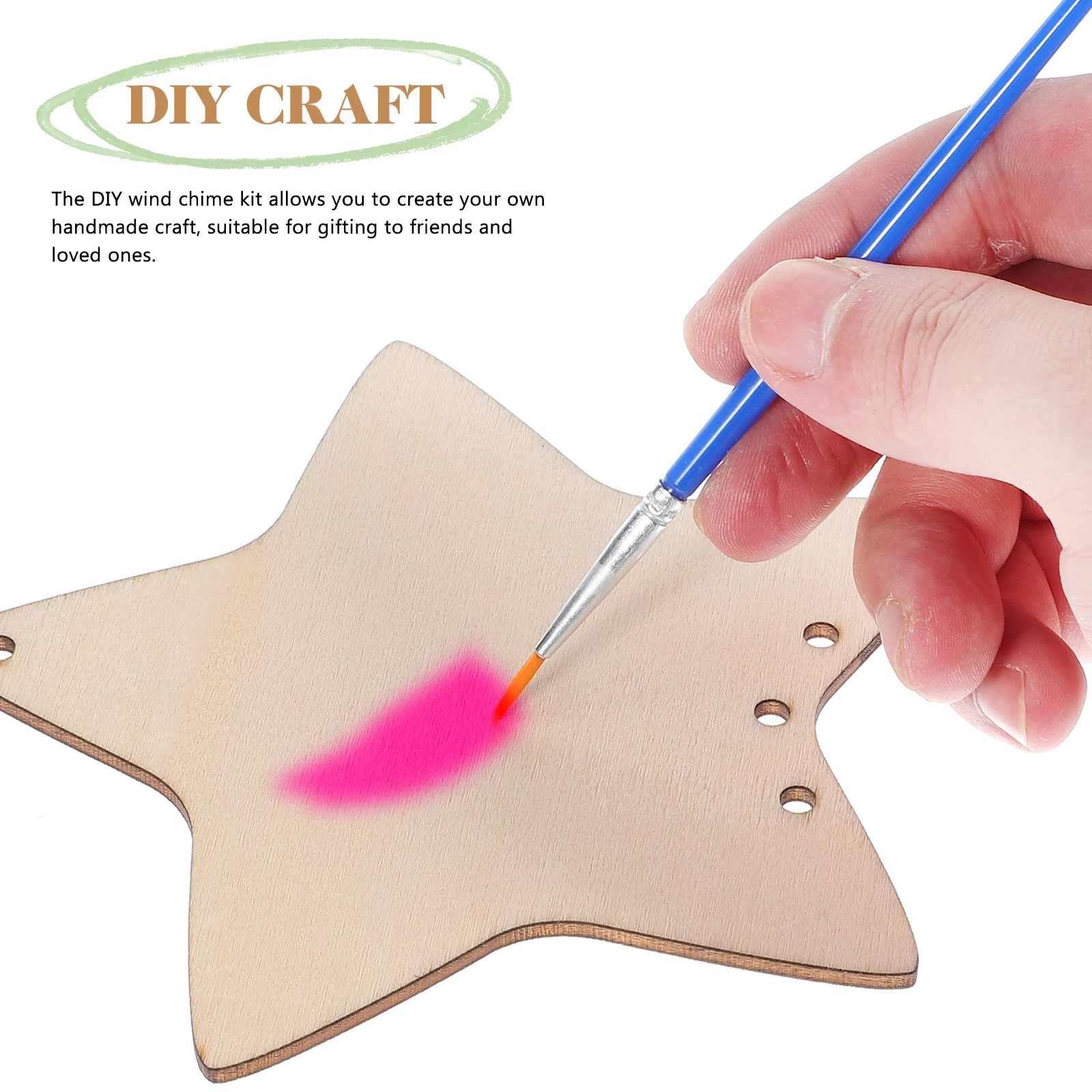 

1 set Star Wind Set Kids Toys Diy Kit Wood Crafts Multi Functional Sturdy Easy Wooden Wind Chime Install