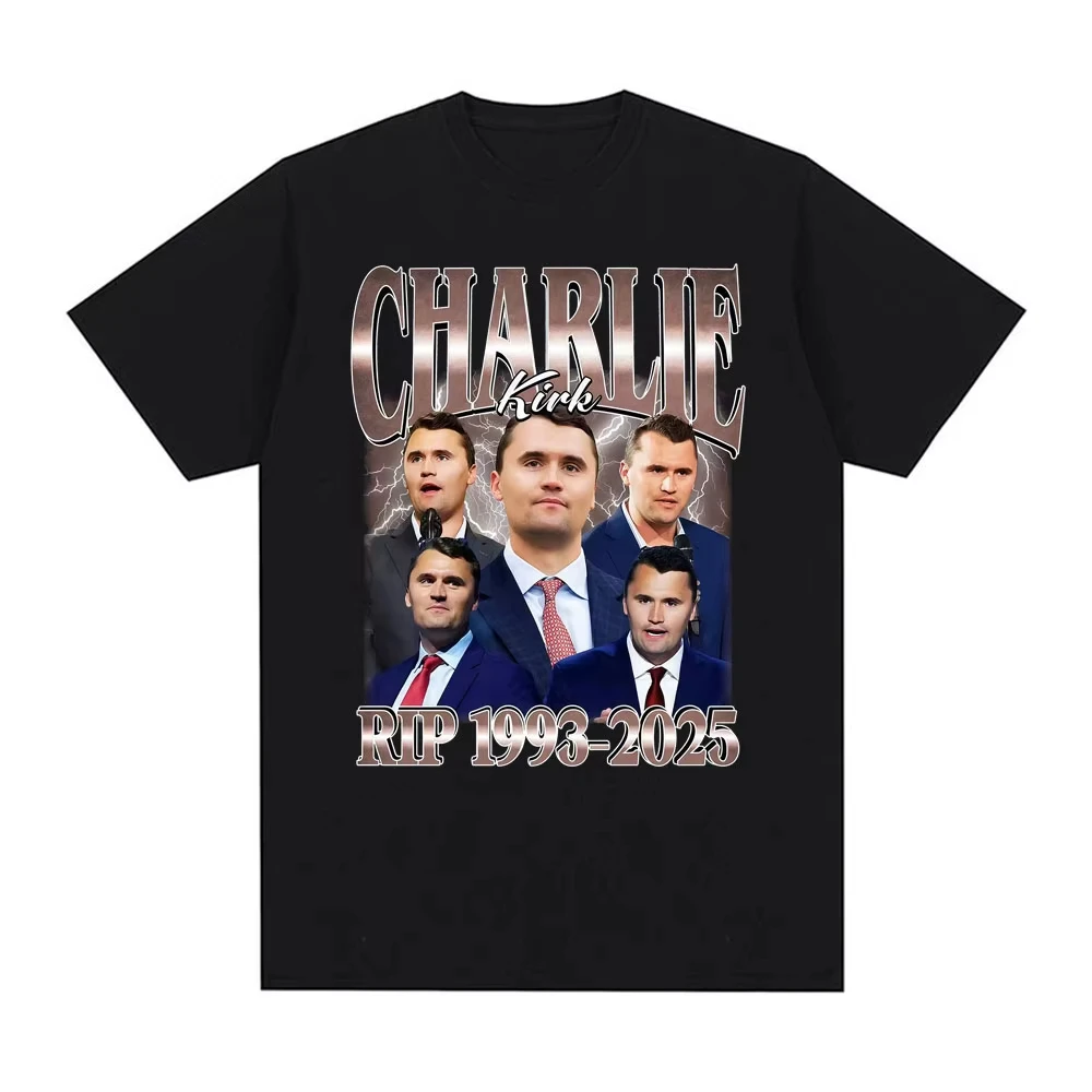 Comical Charlie Kirk RIP 1993-2025 Political Commemorative Retro Graphic Print Pure T-shirt Harajuku Sleeve Aesthetic Clothes