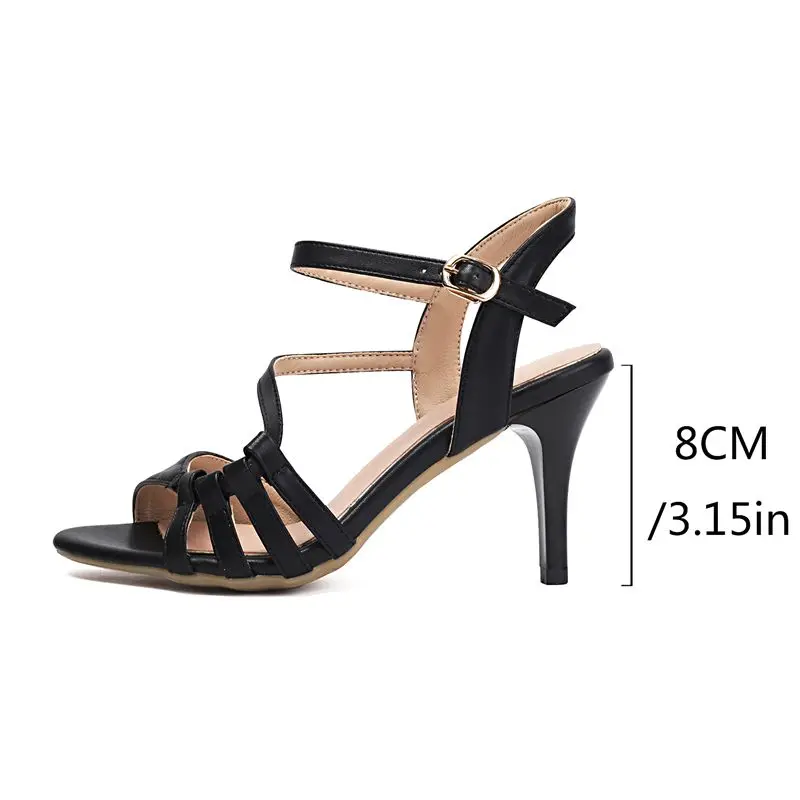 

ORCHA LISA Casual New Design Women's Sandals Peep Toe 8cm Thin High Heel Buckle Strap Large Size 41 43 Summer Party Dating Style