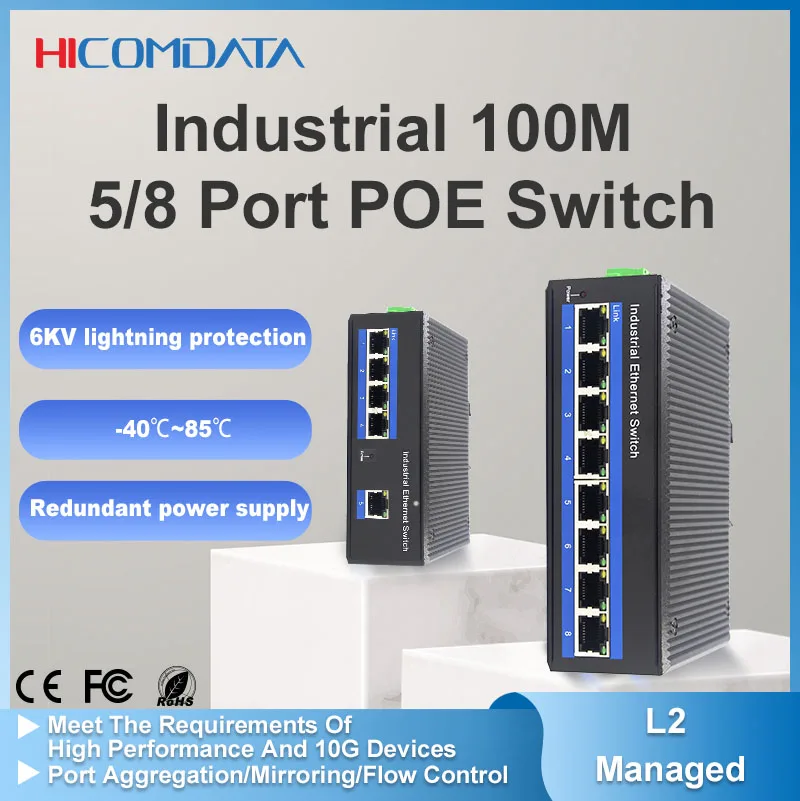 

HICOMDATA Poe Switch Internet 5 8 Ports Industrial Ethernet 5 Rj45 Network Unmanaged POE Switch