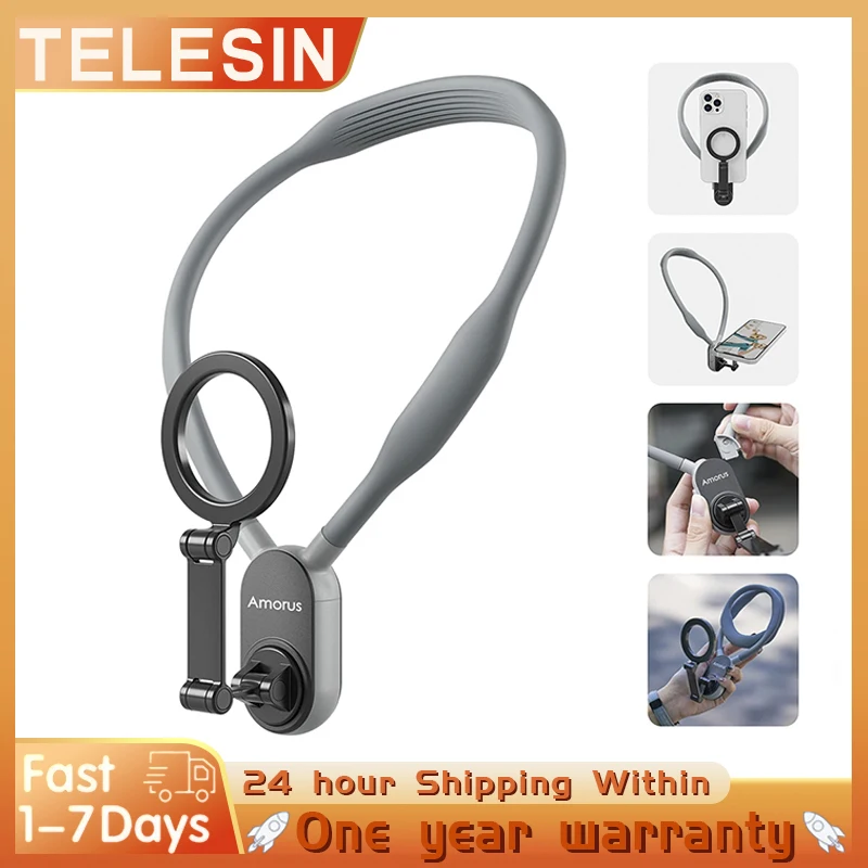 TELESIN Max แม่เหล็กคอซิลิโคน Quick Release Hold สําหรับ Iphone 15 14 13 12 11 10 SAMSUNG HUAWEI XIAOMI โทรศัพท์อุปกรณ์เสริม