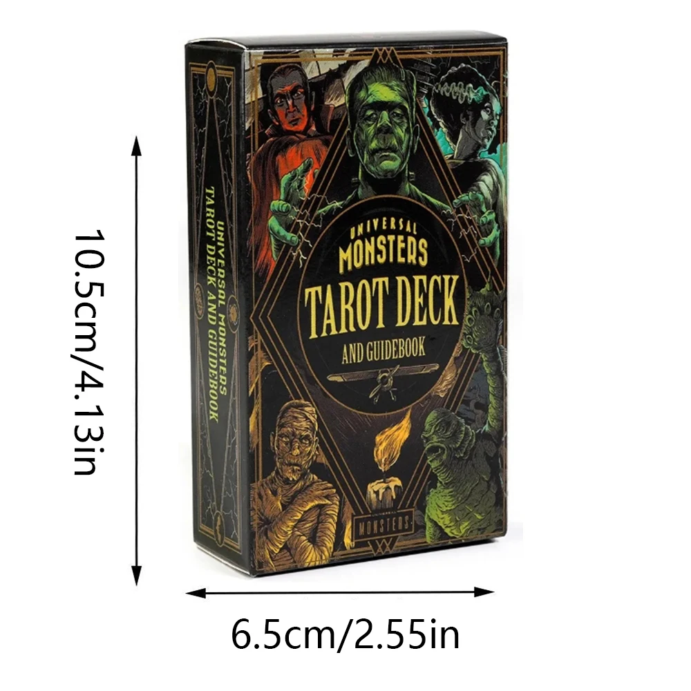 Neueste 78-teilige Karten Universal Monsters Tarot Deck 10,5 * 6,3 cm bringt den gruselige Geist der klassischen Filmmonster an Tarot-Lesungen