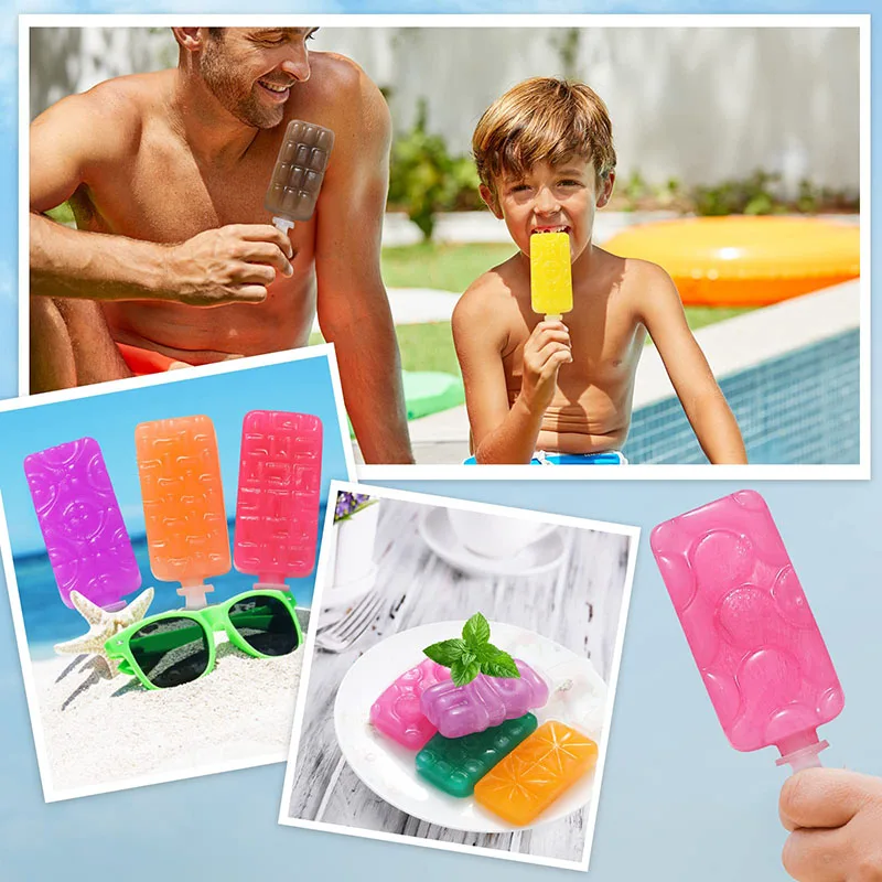 Ice Cube Tray Popsicle Silicone Mold Fruits Animals Ice Pop Molds Diamond Ice Cream Baking Cake Moulds with 50 Wooden Sticks