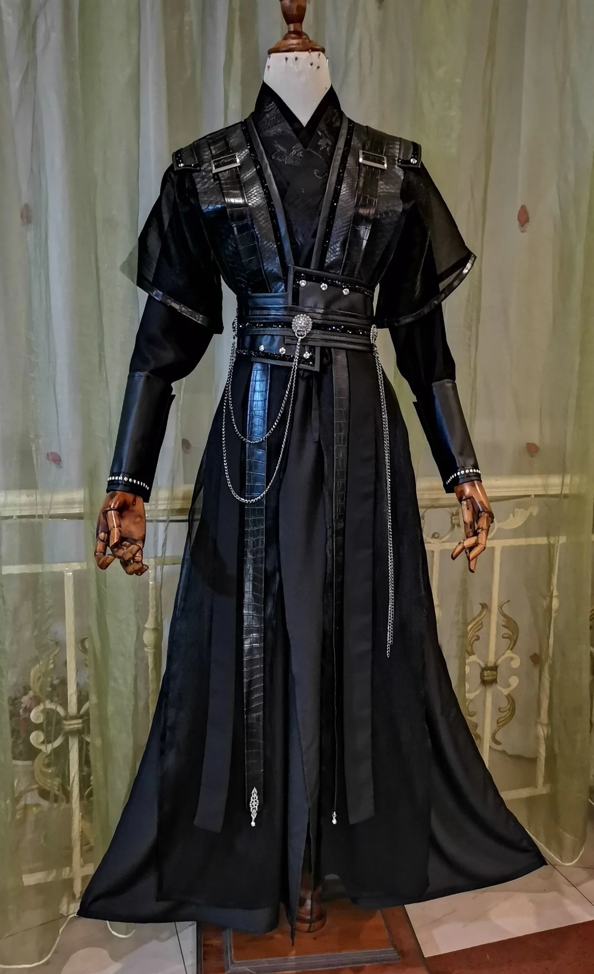 

Antique Black Men's Hanfu TGCF He Xuan Sha Po Lang Gu Yun Erha Mo Ran Cosplay Halloween Chinese Anicent Costumes