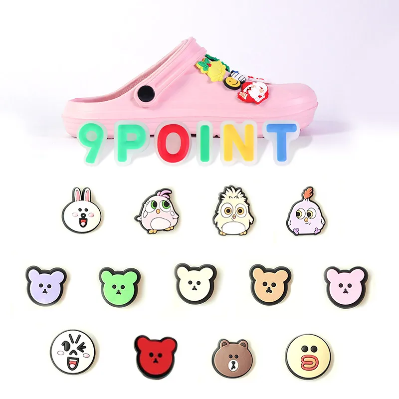 PVC Shoe Charms Colorful Cartoon Little Bear Bird Shoe Accessories Shoe Decoration Shoe Bucklesfor Clog Sandals X-mas Gifts 