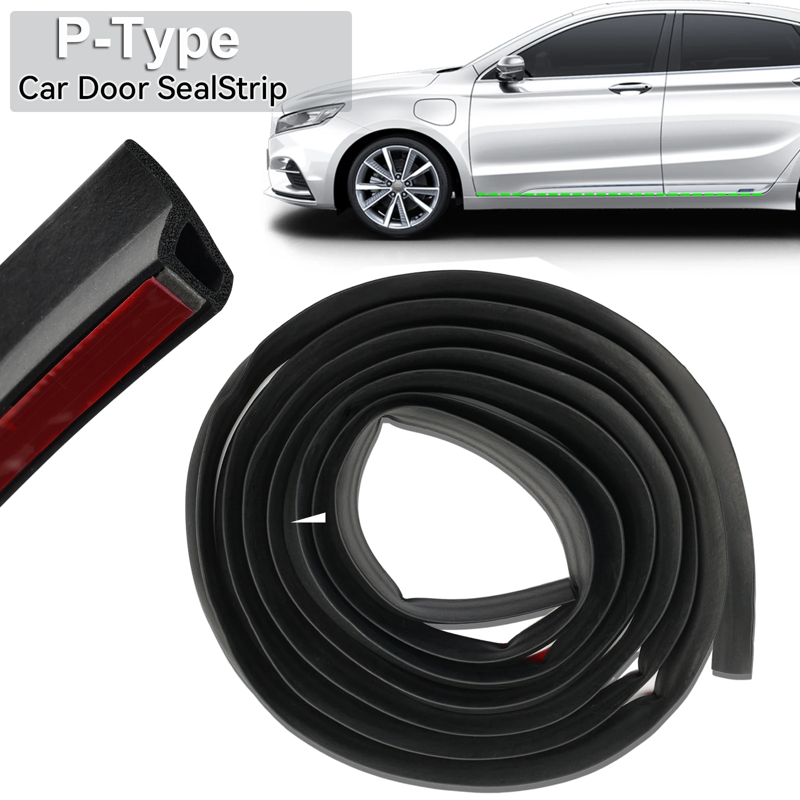 P Type Car Door Edge Seal Strip Rubber Sealing Strips Weatherstrip Anti-dust Rainproof Moulding Filler Sealant Auto Styling 4m