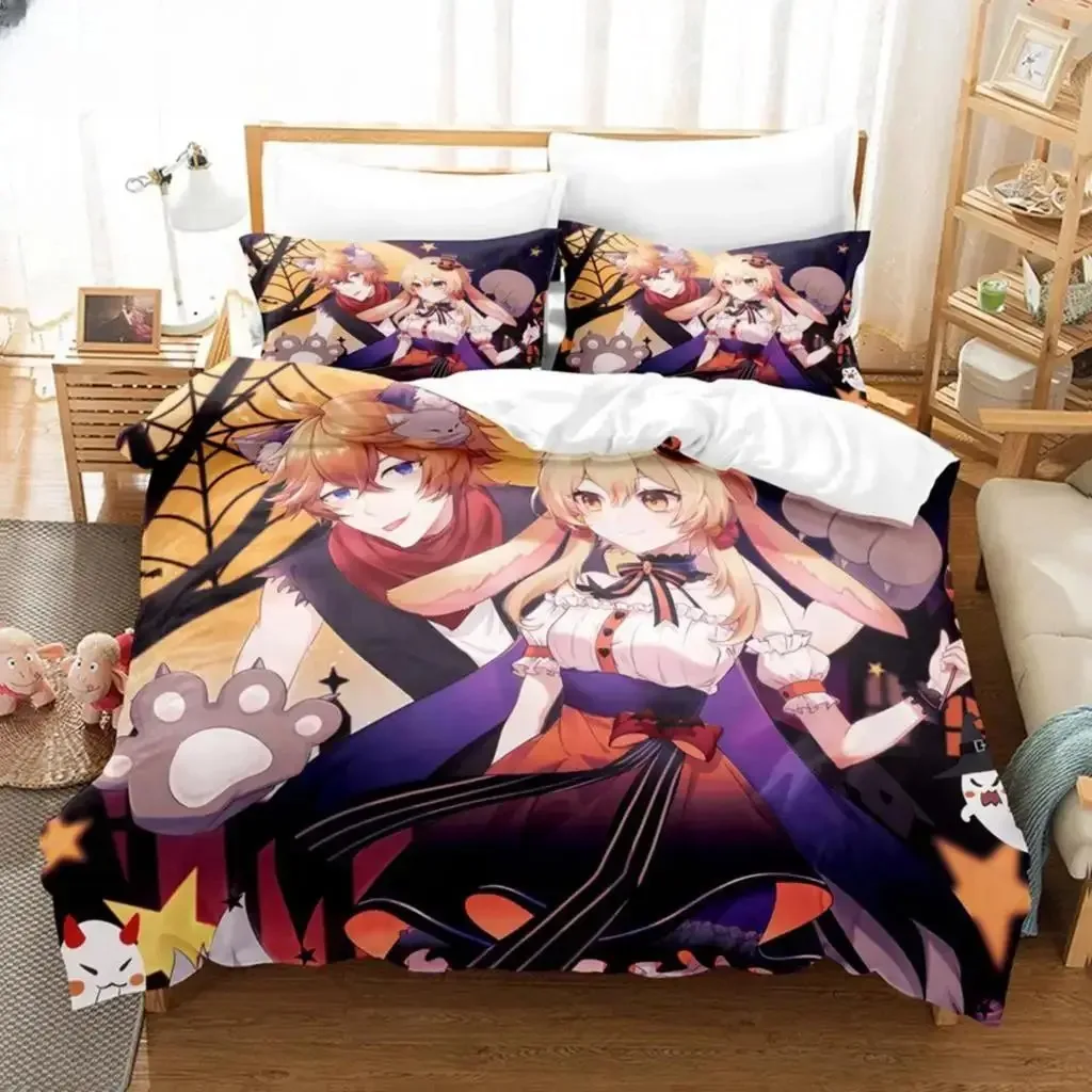 3D Print Anime Genshin Impact Lumine Duvet Cover Cartoon Girl Bedding Sets Twin Double Bed Set For Customization Home Textiles