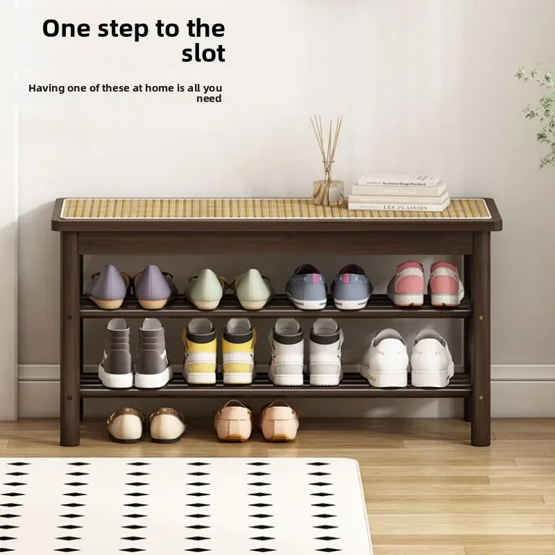 Multi-functional Shoe change stool door household entry rattan can be sat and stored shoe cabinet stool