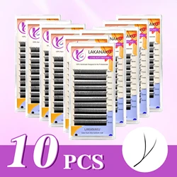 LAKANAKU Cilios YY Eyelashes Extensions 10Pcs/Set C D DD Brazilian 2D YY Lashes Natural Soft Premade Fans Faux Cilios