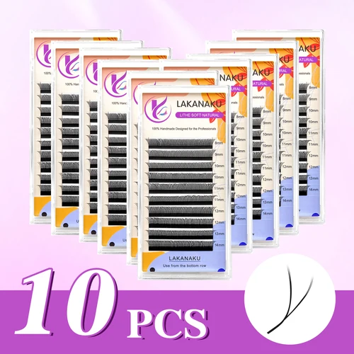 LAKANAKU Cilios YY extensiones de pestañas 10 unids/set C D DD brasileño 2D YY pestañas naturales suaves prefabricadas Fans Faux Cilios