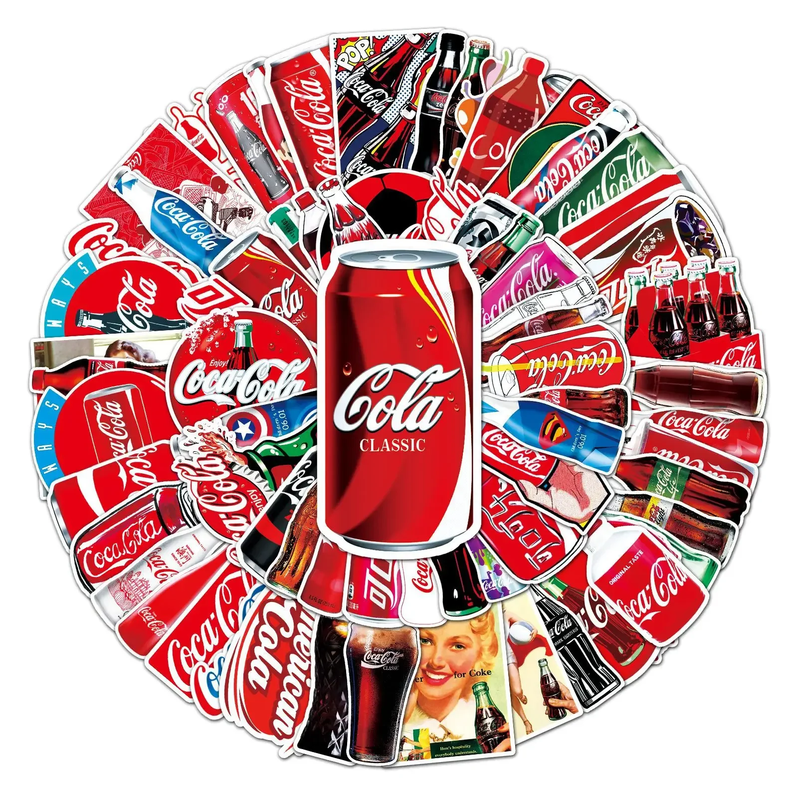 76pcs Coke Laptop Bike Car Decoration Waterproof Sticker