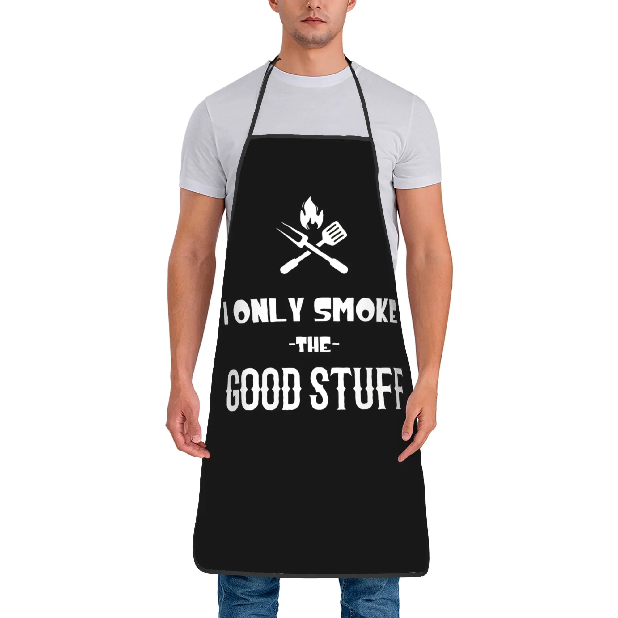 

Smoking The Good Stuff BBQ Bib Aprons for Women Men Polyester Funny Meat Grill Kitchen Adult Oil-Proof Thin Accessories Baking