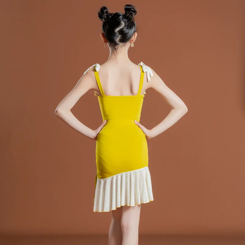 Customized Girls Latin Dance Dress for Children's Performance Costumes Ballroom Dance Competition Dresses