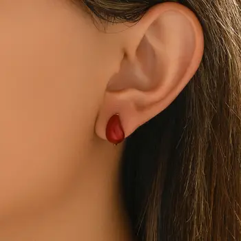 6 最佳銷售 酒紅色耳環 - №1