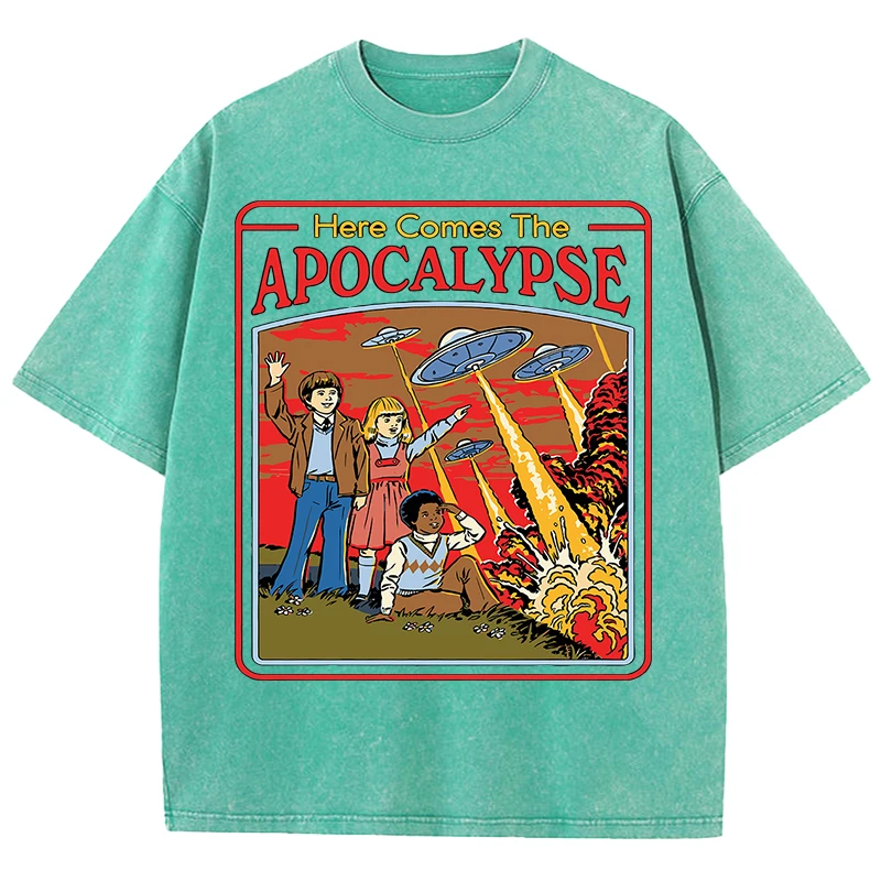 Apocalypse Gedruckt Retro T-Shirt Männer Sommer Unisex Baumwolle T-shirts Trendy Coole Schnee Waschen Tücher Bequeme Weiche MansTops