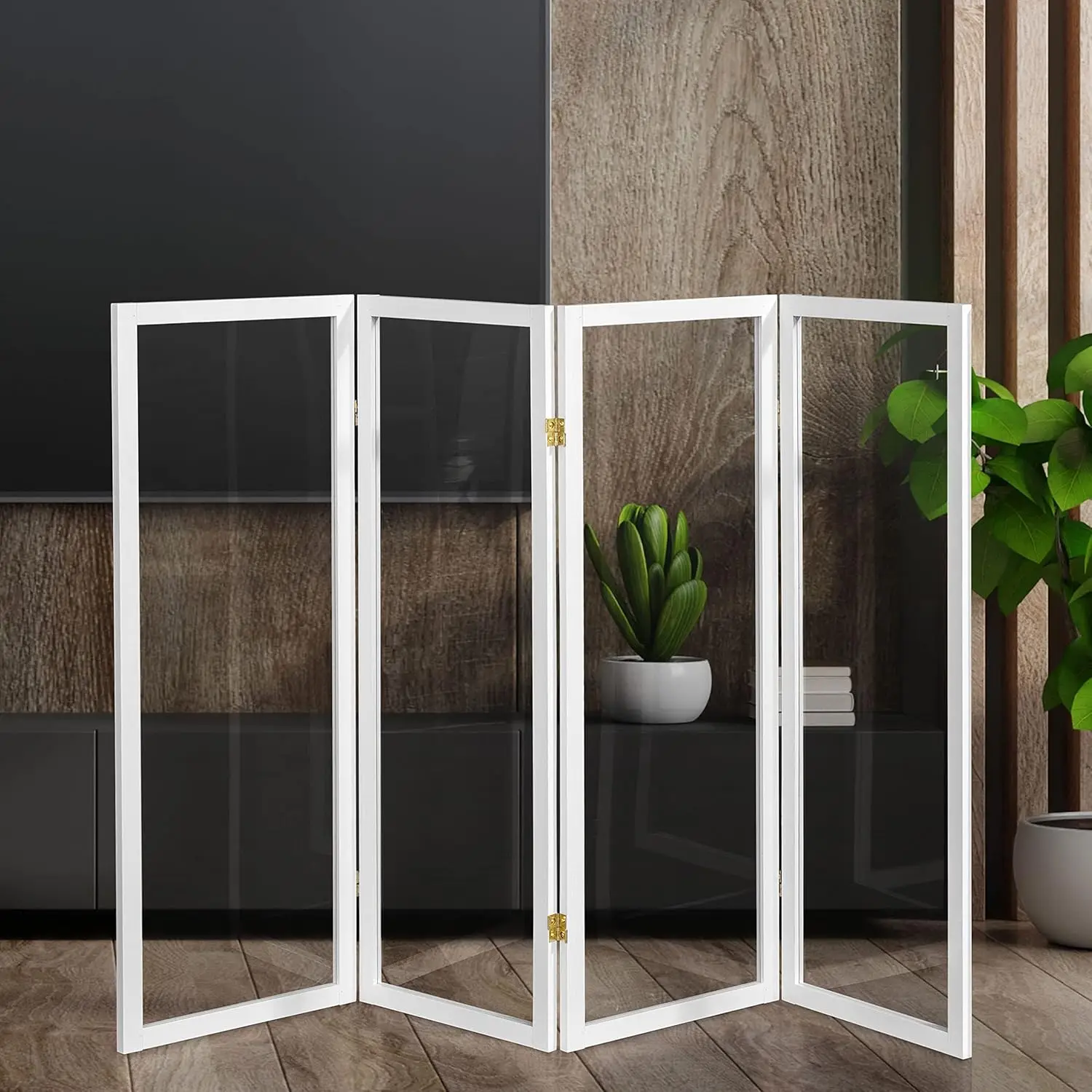 4 Ft. Short Clear Plastic Partition White 4 Panel