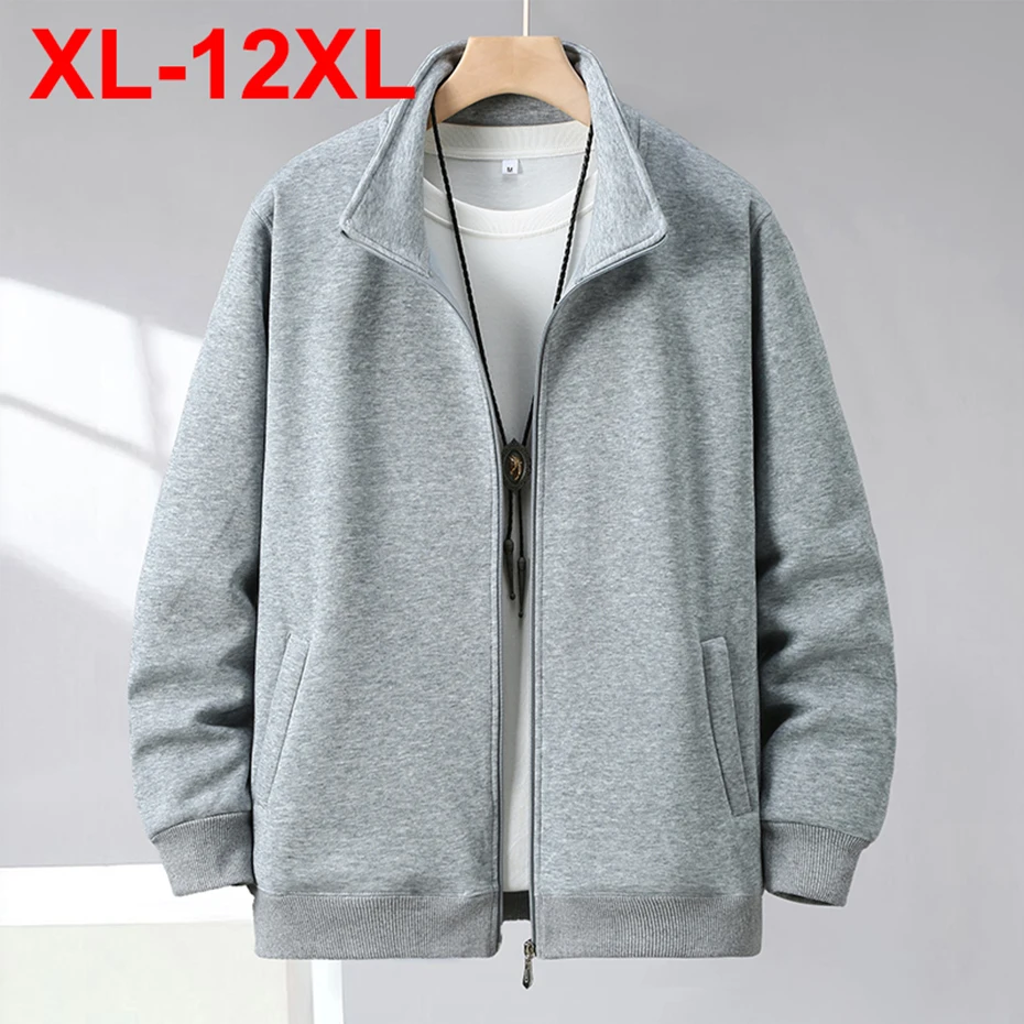 

12XL Plus Size Jackets Autumn Winter Plush Warm Jackets Solid Loose Casual Thick Jackets Man Big Size 9XL 10XL Coats Outwear
