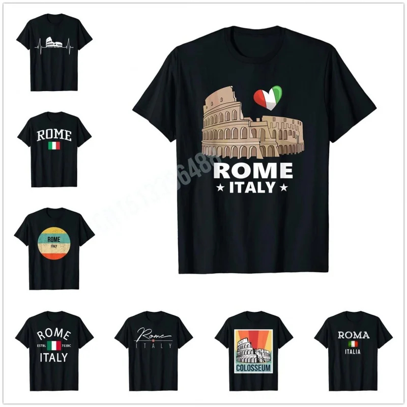 Men Women T Shirt More Design Rome Roma Italy Italian European Coliseum Vintage T-Shirt Map Tops 100% Cotton  Tees