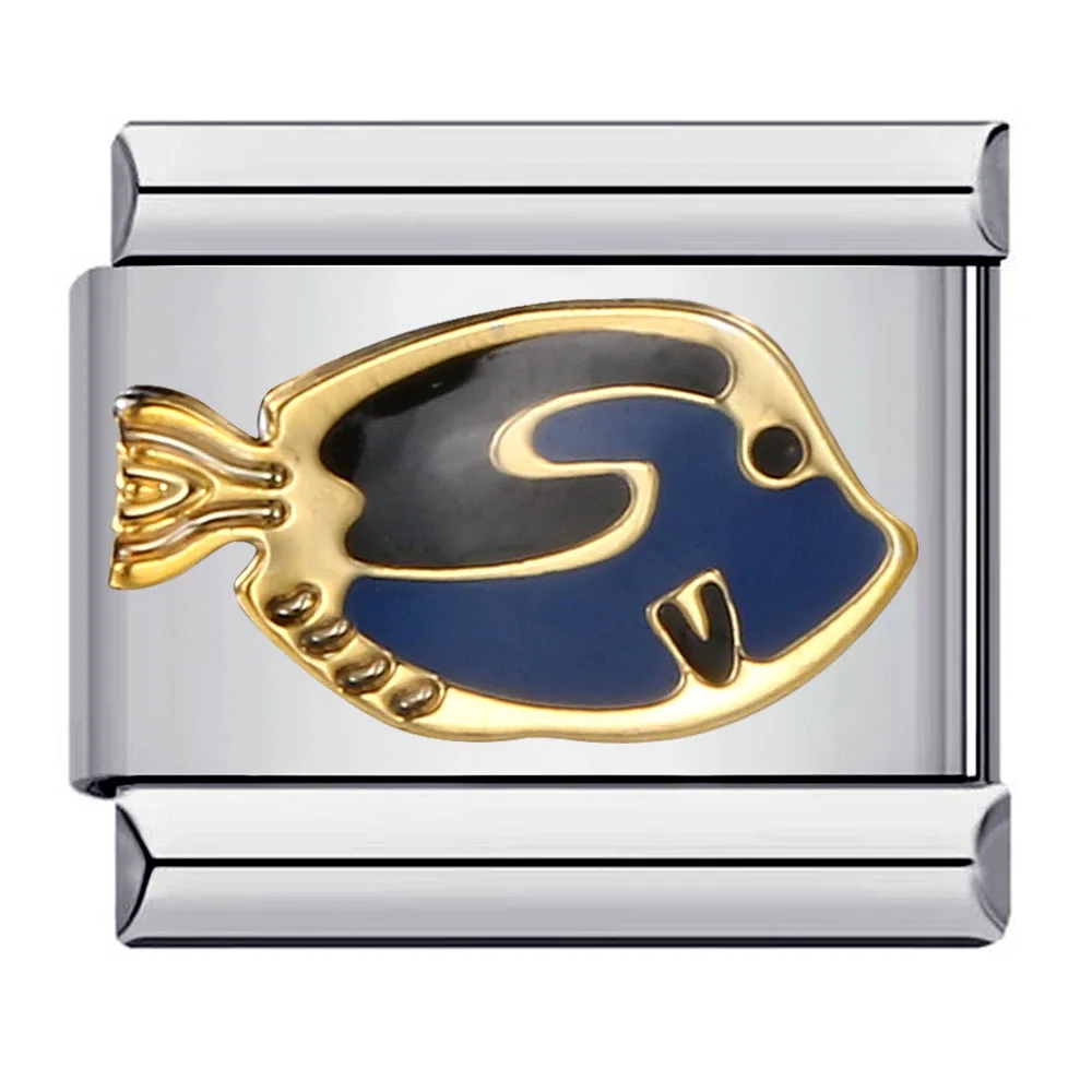 URING Cute Fish Dolphin Whale Italian Charm Link Fit 9mm Bracelets Stainless Steel DIY Making Fashion Jewelry for Women Men