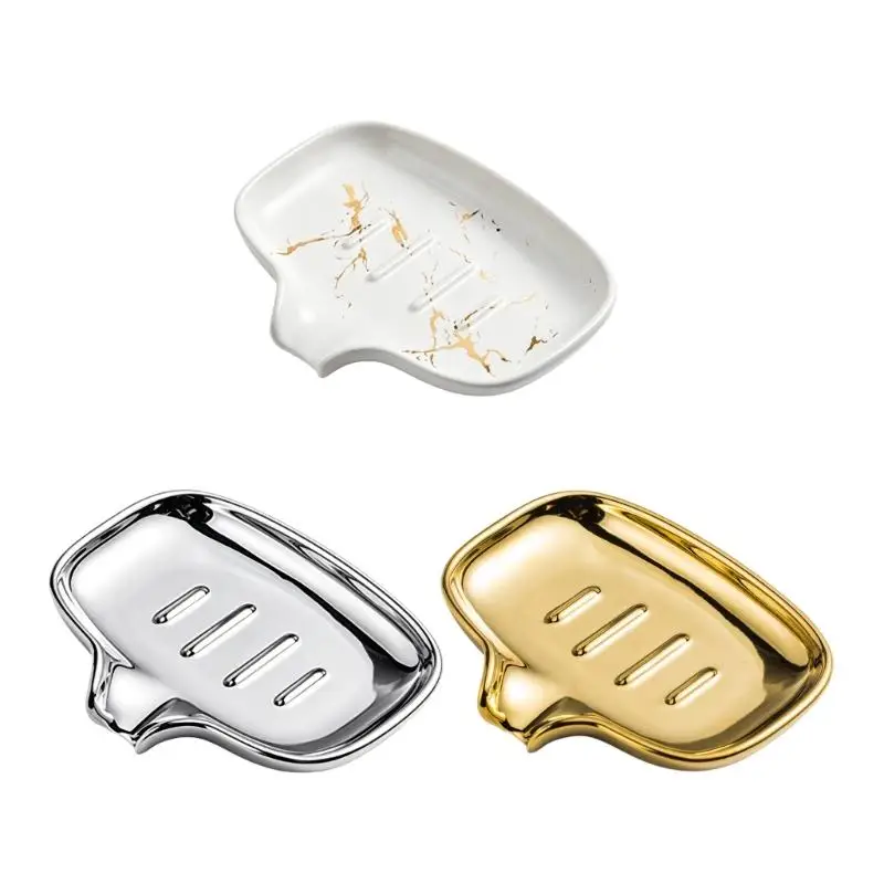 

Fashion Ceramics Soap Tray With U Type Drainages Auto Draining Soap Dish Sponges Soap Holder Bathroom Accessories D2RD