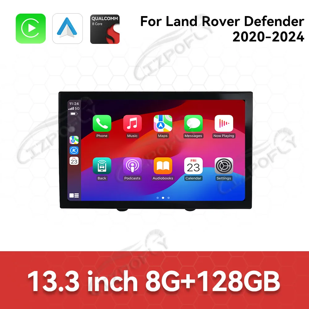 أندرويد 13 راديو السيارة لاند روفر ديفندر 2020-2024 13.3 "HD شاشة CarPlay سيارة لتحديد المواقع والملاحة مشغل وسائط متعددة رئيس وحدة #1