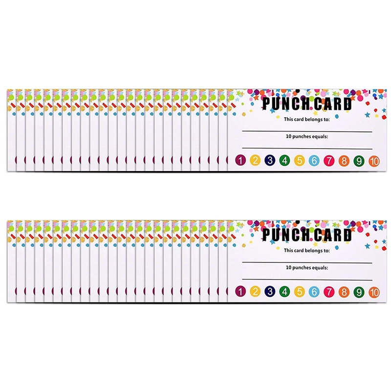 50pcs/set Punch Cards Incentive Loyalty Reward Card Student Awards Cards for Business Classroom Kids Behavior Students Teachers