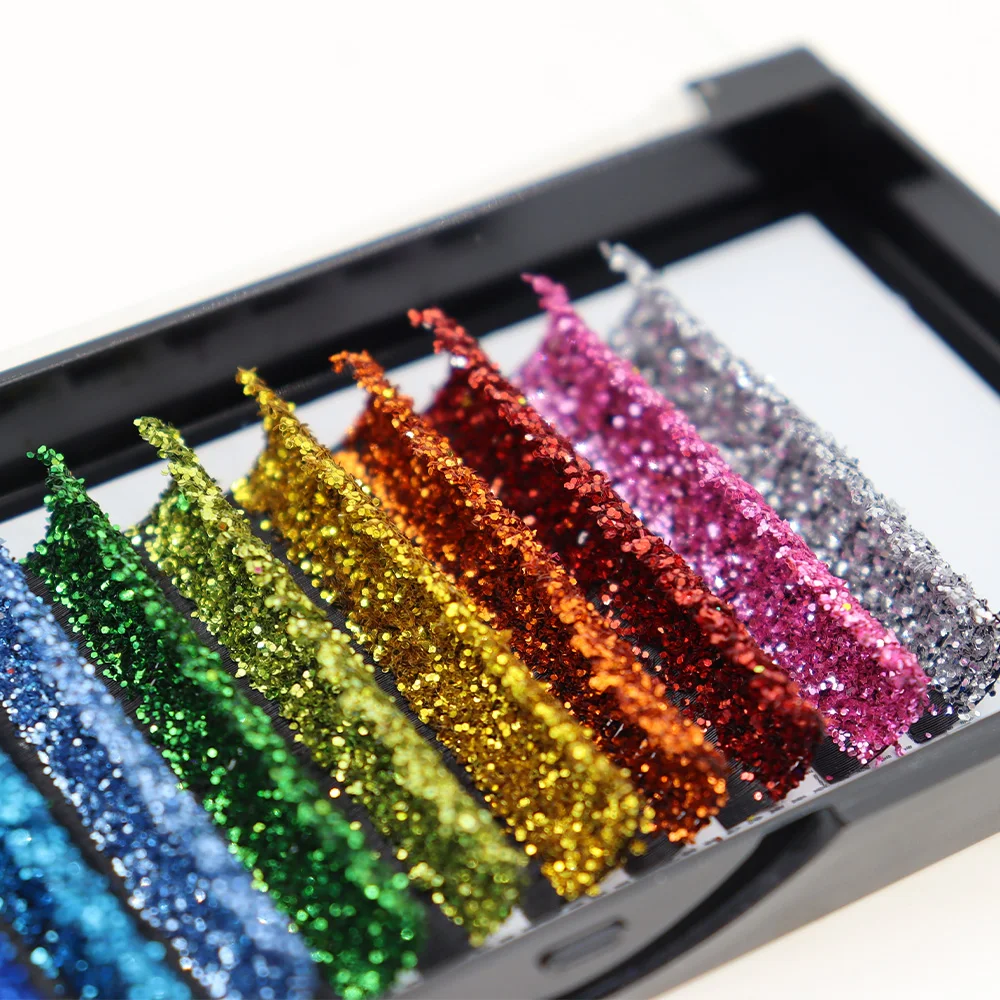 ขนตาปลอม CMICC แบบกลิตเตอร์สีคริสต์มาส ขนตาแบบพัดสำเร็จรูป รัสเซียนวอลุ่ม ความยาวผสม ขนตาปลอมแบบมิงค์