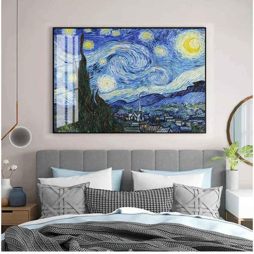 Oil Painting Home Wall Decor Starry Night by Vincent Van Gogh Famous Artist Art Print Wall Picture Canvas