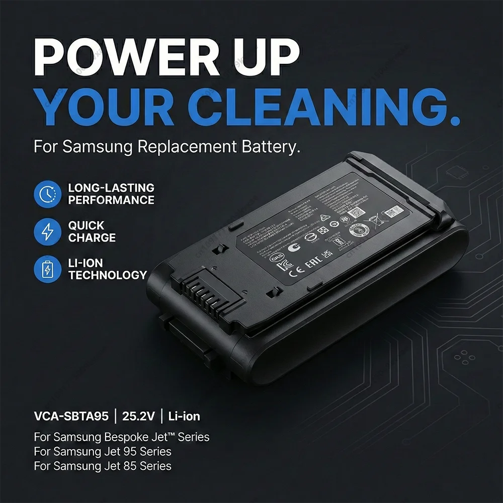 Safe BMS 25.2V 5000mAh Battery for Samsung  VCA-SBTA95 Vacuum Cleaner Jet 95 Jet 85 VS20A95823W ABS Fire-resistant Material Pack