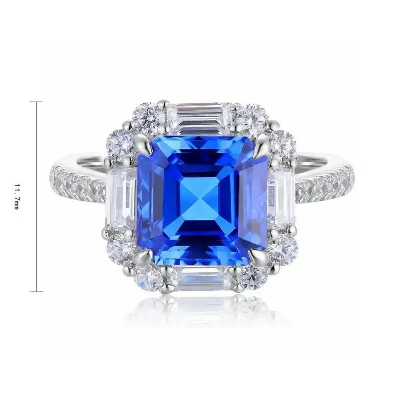 Pirmiana New S925 Silver 3.31ct Lad Grown Cobalt Spinel Ring High Fine Jewelry for Women Party Gift