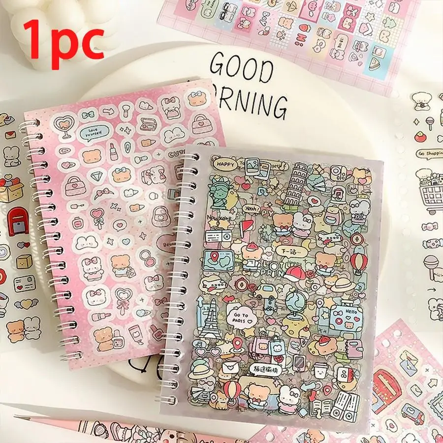 Cartoon Pattern Sticker Book,16Sheets Cute Cartoon Sticker Book,DIY Decorative Sticker for Scrapbooking,Journaling,Gift Wrapping