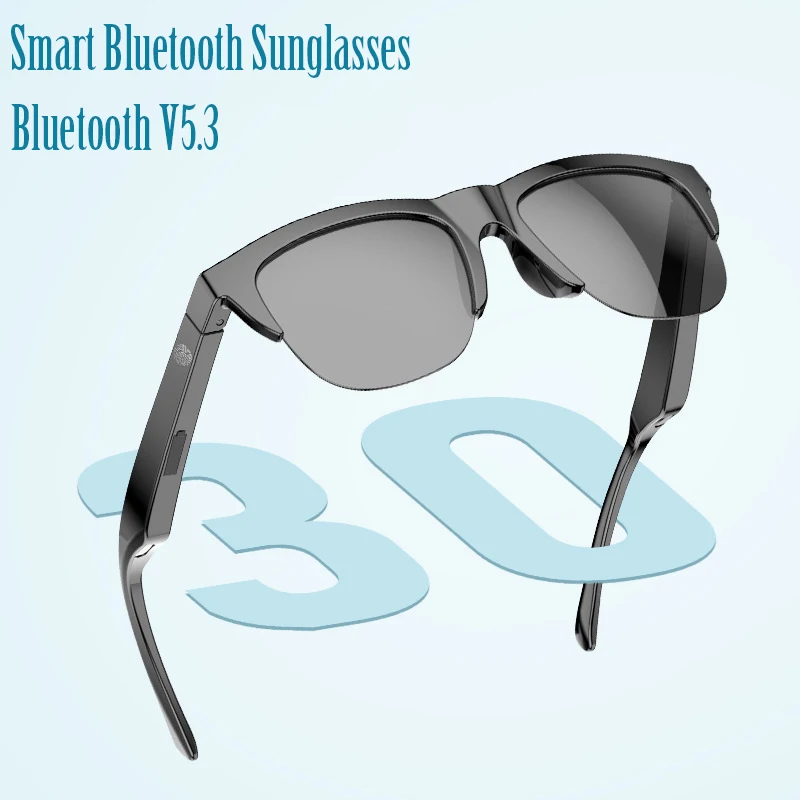 Lunettes de soleil intelligentes sans fil Bluetooth pour hommes et femmes, microphone intégré, haut-parleurs, assistant tactile et vocal, verre compatible