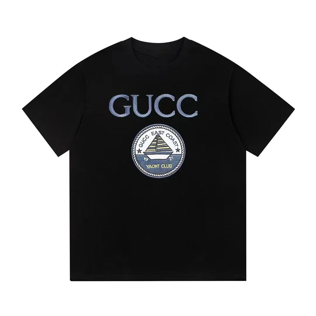 

2025 Summer 100% COTTON New Printed Letter Round Neck Loose Shorts T-shirt Men and Women The Same Fashion Casual Versatile Top