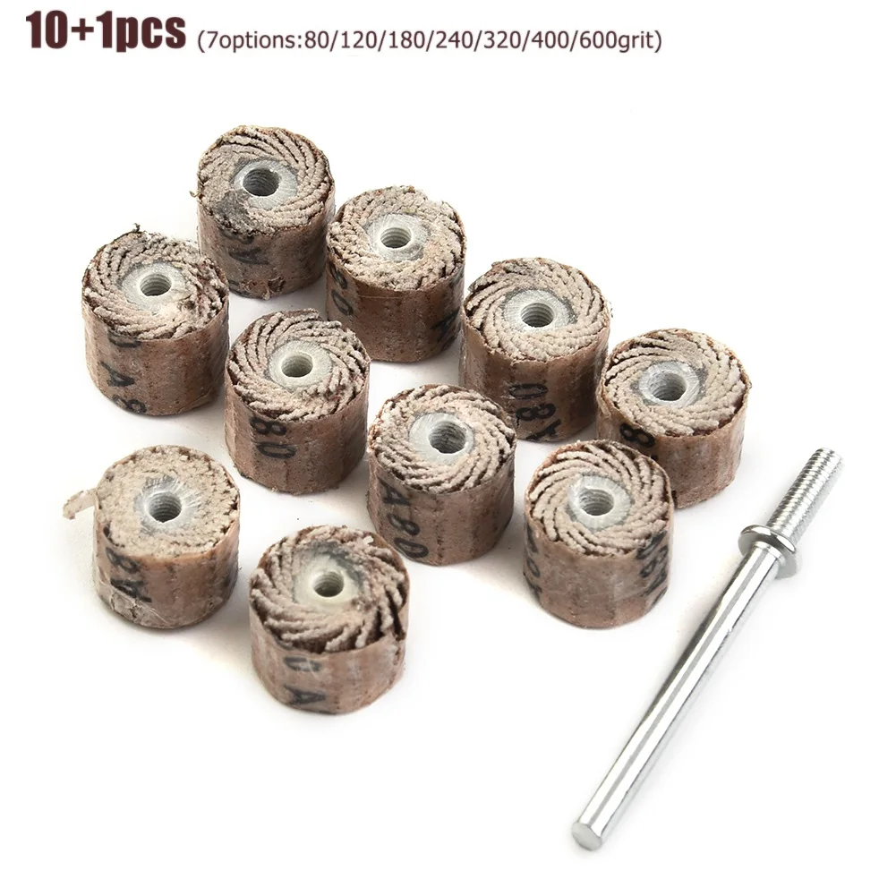 

10PCS 80-600Grit Flap Grinding Wheel With Rods Sanding Drill Abrasive Sandpaper Polishing Wheel Abrasive For Rotary Tool