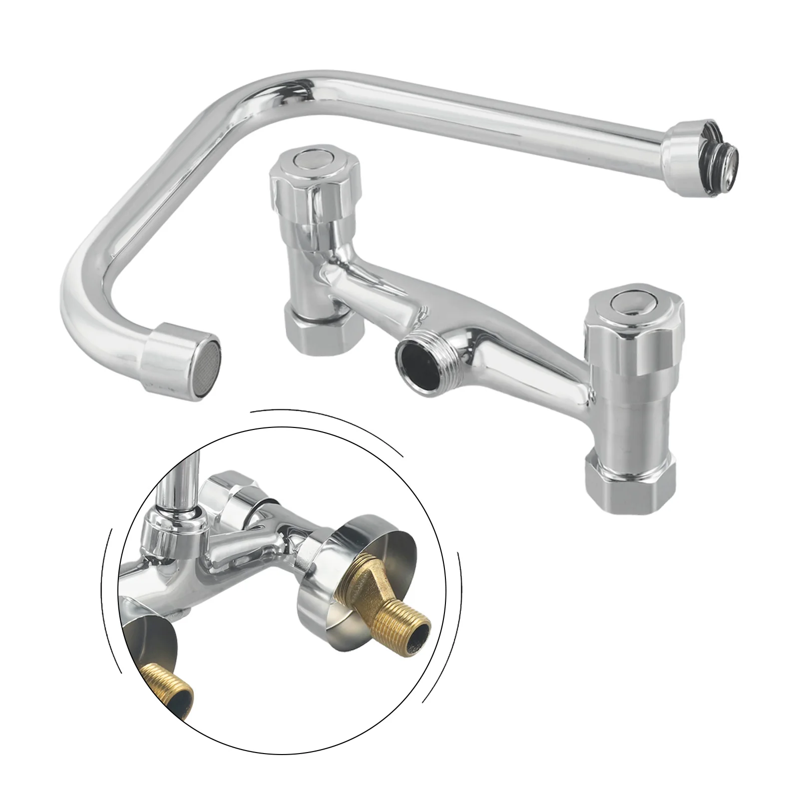 Double Hole Faucet 360 Swivel Faucet For Home Improvement Water-saving Adjustable Temperature For Home Use Chrome Plating