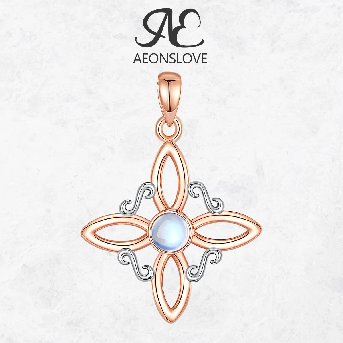 

AEONSLOVE 925 Sterling Silver Witches Knot Moonstone Pendant Rose Gold Witchcraft Amulet Necklace Wicca Spiritual Jewelry Gift