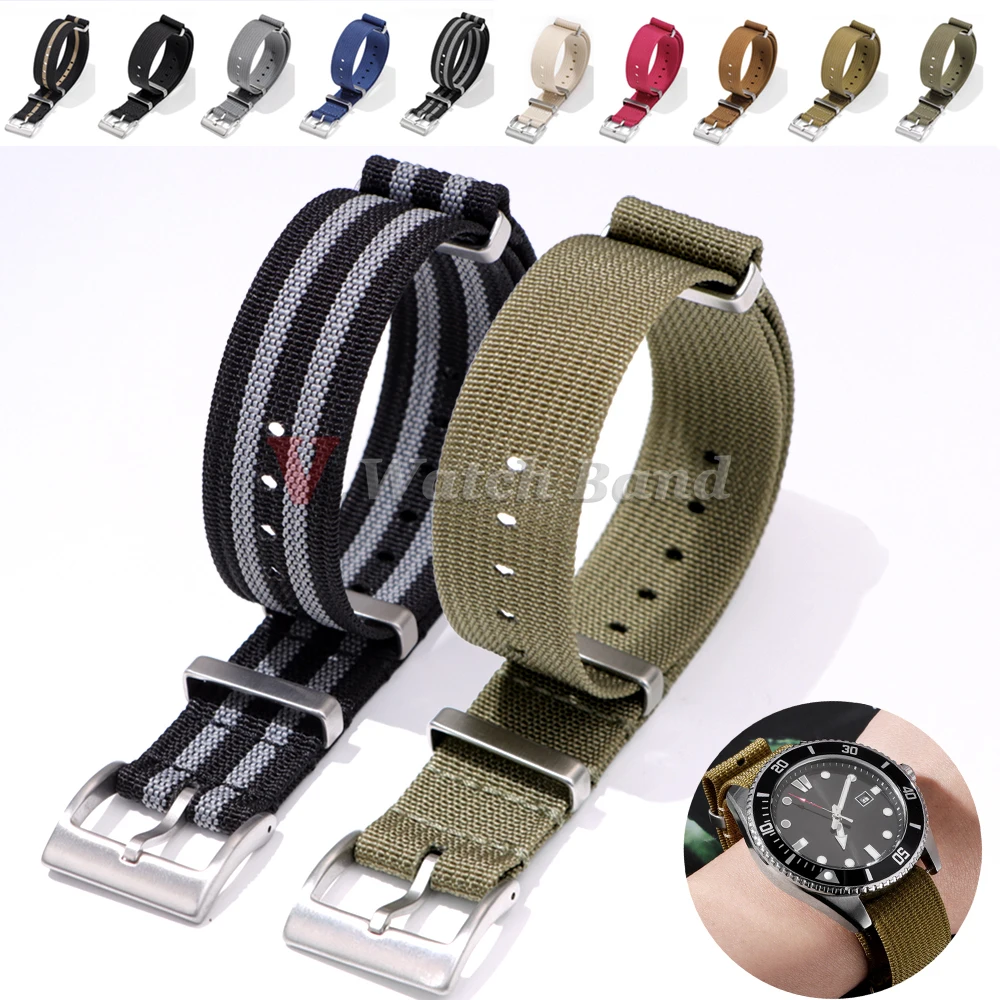 Correa de nailon para reloj deportivo Seiko Army, correa de repuesto de 18mm, 20mm y 22mm, banda marrón, verde y negra, correa de reloj informal militar