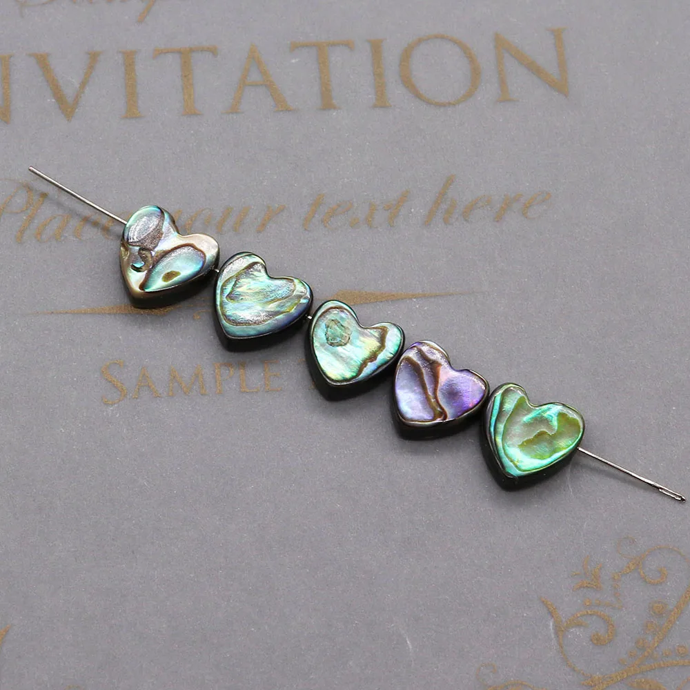 

10 мм в форме сердца из натурального морского ушка с горизонтальным отверстием, свободные бусины, ювелирный аксессуар, 1 нить для романтического ожерелья, браслетов «сделай сам»