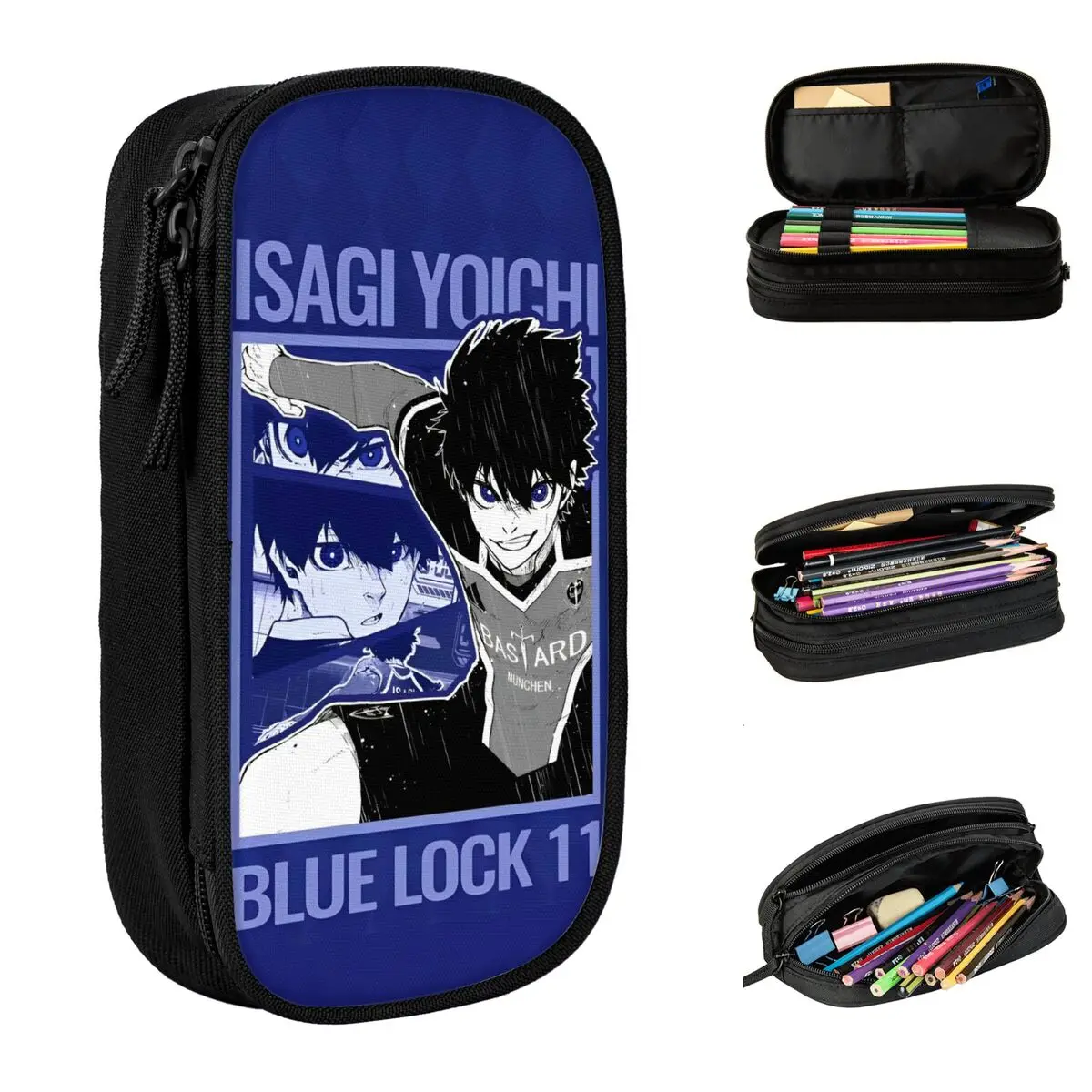 Blue Lock Isagi Yoichi Pencil Cases Pencilcases Pen Box Kids Large Storage Bags Office Zipper Stationery