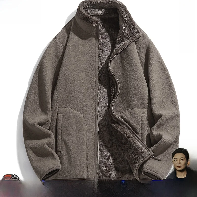 

Men's Casual Faion Fce Lined Jaet Stand Collar Loose Fit Polyester Fiber Long Sve Zipper Closure Coat TUCANO