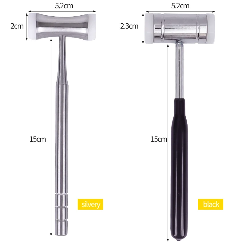 3PcsDental BoneHammer Stainless Steel HandleTeeth Surgical Extraction Tool Dentist Instrument Doublehead Nylon Dental BoneHammer