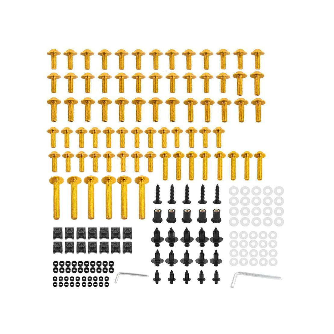 Motorcycle Complete Fairing Bodywork Bolt Screw U Nut Clip Kit Gold & Black Fit for Suzuki GSXR 600 750 1000 K1-K8