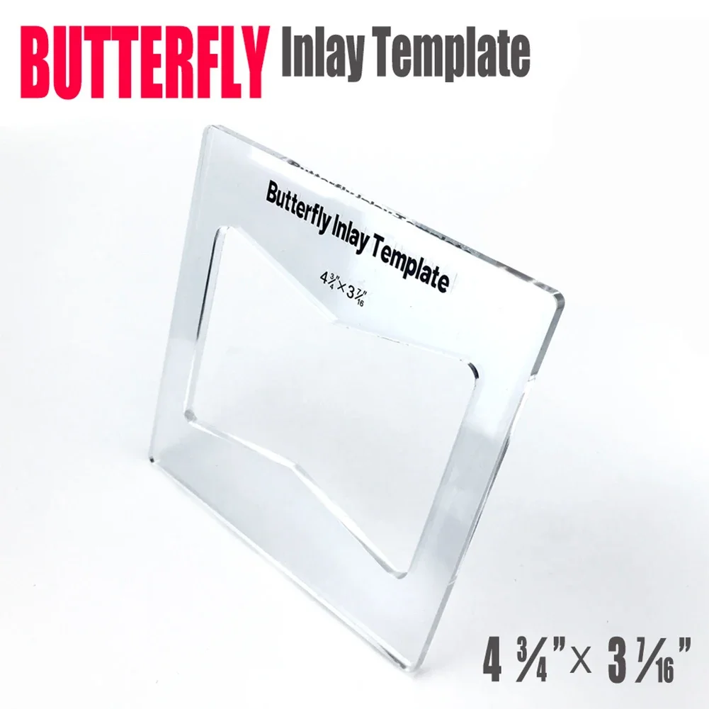 Butterfly Shape Inlay Template Set with Transparent Acrylic Etched Markings for Durability and Accurate Router Woodworking Cuts